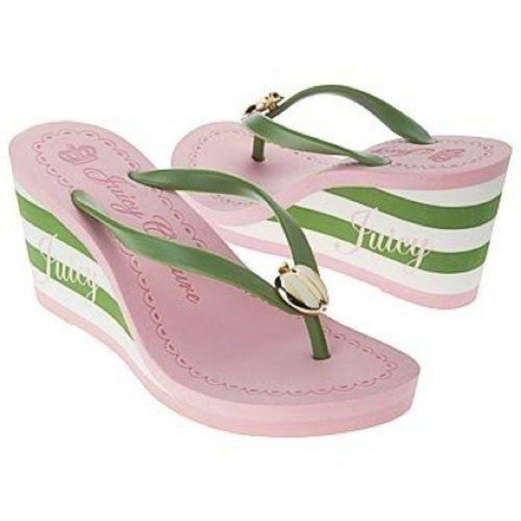 Juicy Couture Shoes - MAJOR IOS IM LOOKING FOR Juicy Couture Pink and Green Striped Wedges IN SIZE 8